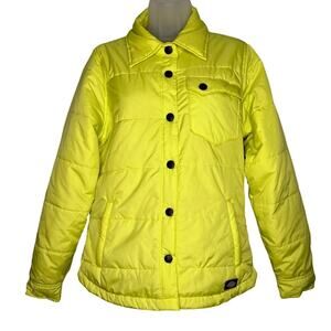 Dickies Size Small Wild Lime Quilted Puffy Jacket Thinsulate Lined Snap Front